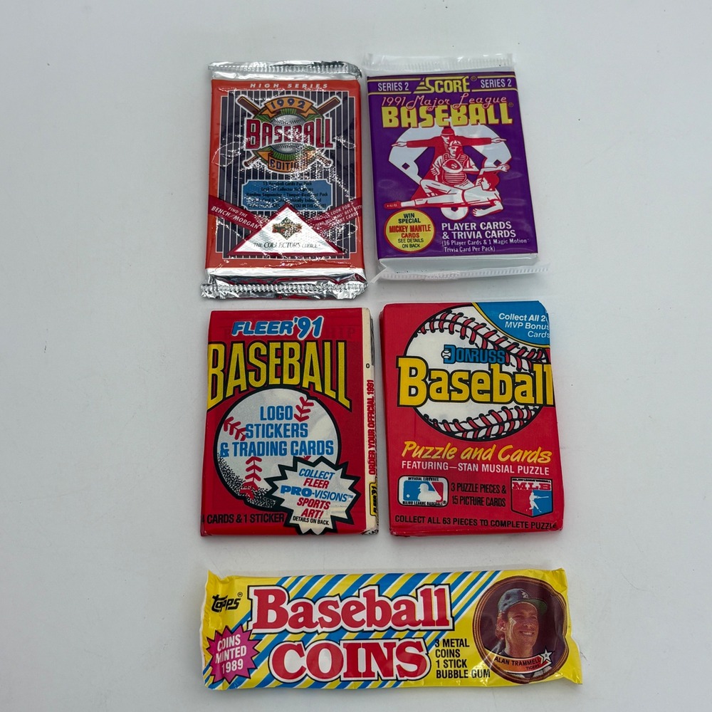 Vintage Baseball Card Pack Lot 1989-1992 Topps Coins Upper Deck Score Fleer MLB